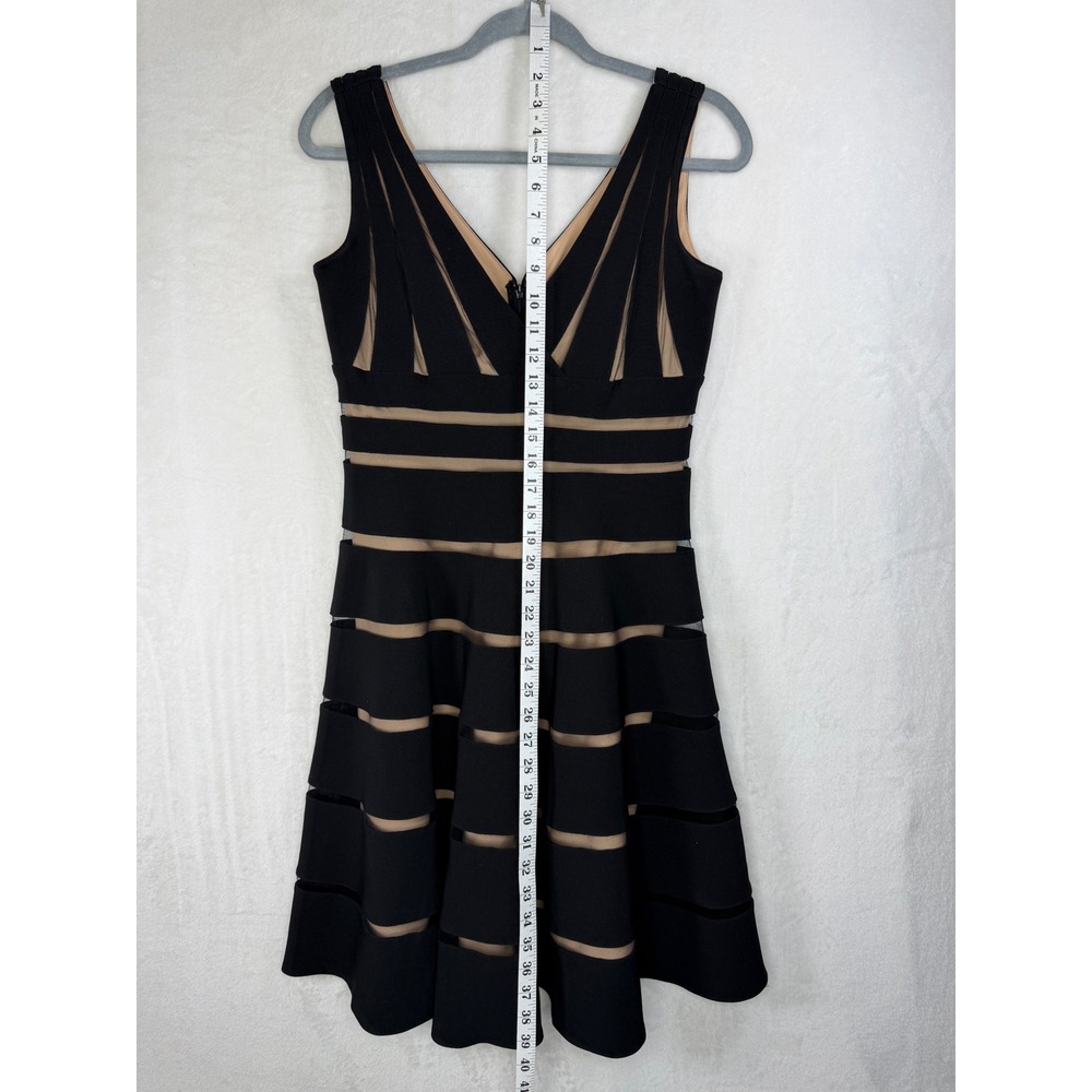 JS Collections Black Illusion Mesh Bandage Fit and Flare Dress 862069 Size 6 - Picture 3 of 9